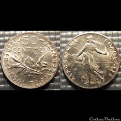 Ga 50 centimes Semeuse 1916 18mm 2.5g