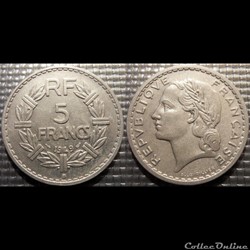Ke 5 francs Lavrillier 1949 B 31mm 3.5g