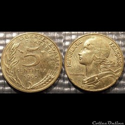 Cf 5 centimes Marianne 1996 17mm 2g