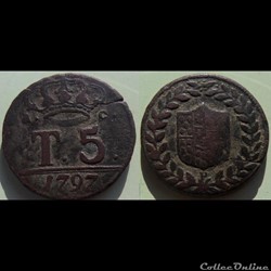 Italie Naples & Sicile 5 Tornési 1797