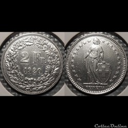 Suisse 2 francs 1920 B