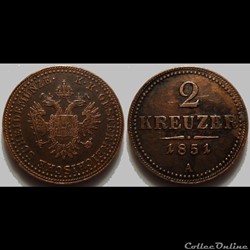 Autriche 2 Kreuser 1851A