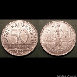 q- MN etr Germany Wattenscheld 50 Pfennig 1920