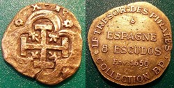 s- jeton BP Le Trésor des Pirates n° 6 ESPAGNE 8 Escudos env. 1650