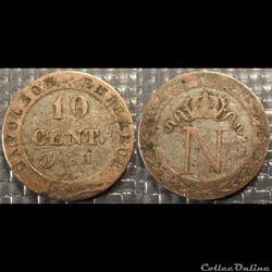 D-Napoléon I 10 Centimes Premier Empire La Rochelle 180.