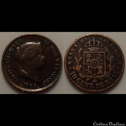 Espagne 10 Centimos 1864