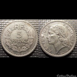Ke 5 francs Lavrillier 1950 31mm 3.5g