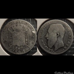 Belgique 50 Centimes 1886 Der Belgen