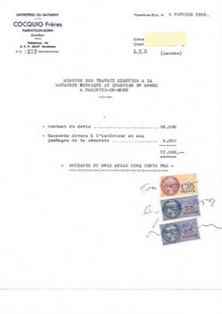 Vieux papiers: Parentis en Born - Entreprise du Bâtiment COCQUIO Frères 1959