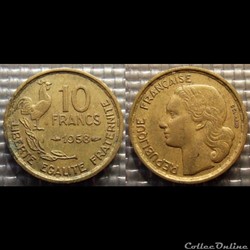 Le 10 francs Guiraud 1958 20mm 3g