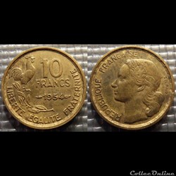 Le 10 francs Guiraud 1954 20mm 3g