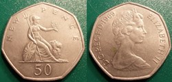 50 New Pence 1969