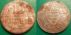 q- MN etr Germany Wiesbaden 10 Notgeld var. fer