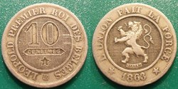 Belgique 10 Centimes 1863