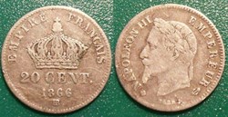 N-Napoleon III Empereur 20 centimes lauré petit modèle 1866 BB