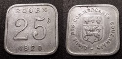 p- MN Rouen 25 centimes 1920 - Ligue des Commerçants Rouennais Elie:15.3