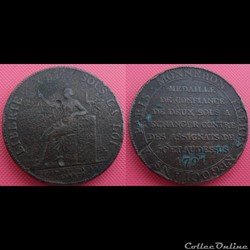 o- Monnaie de confiance 2 Sols à la Liberté 1791