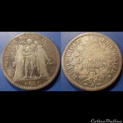 H-Deuxième République 5 Francs Hercule 1849 A
