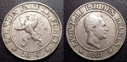 Belgique 20 Centimes 1861 des Belges