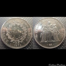 Nb 50 francs Hercule hybride 1974 41mm 30g