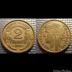 Jc 2 francs Morlon 1933 27mm 8g