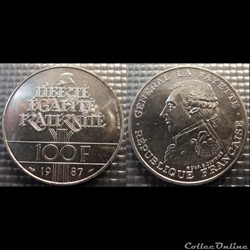 Of 100 francs Egalité La Fayette 1987 31mm 15g