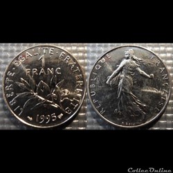 Hg 1 franc semeuse 1995 24mm 6g