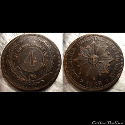 Uruguay 4 Centésimos 1869 H