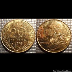 Ef 20 centimes Marianne 1989 23.5mm 4g