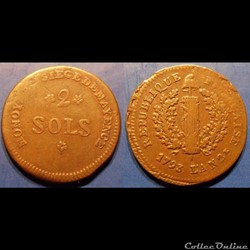 B-Convention Siège de Mayence 2 Sols 1793