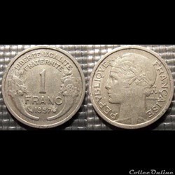 Hf 1 franc Morlon 1957 23mm 1.3g
