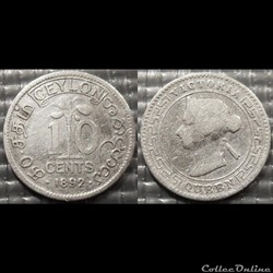 Sri Lanka Ceylan 10 Cents 1892