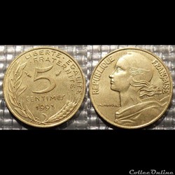 Cf 5 centimes Marianne 1993 17mm 2g
