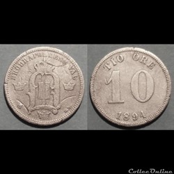 Suède 10 Ore 1894