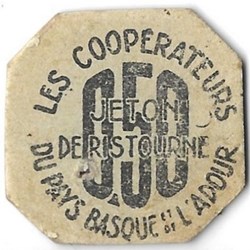 Les Coopérateurs du Pays Basque et de l'Adour - Jeton de ristourne 0.50