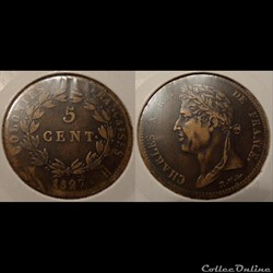Colonies Générales 5 Centimes Charles X 1827H