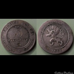 Belgique 5 Centimes 1862