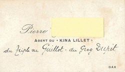 Vieux papiers: Dax - Carte de visite Agent Représentant