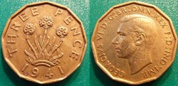 3 Pence 1941 Fleur de poireau