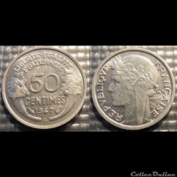 Ge 50 centimes Morlon 1947 B 18mm 0.7g