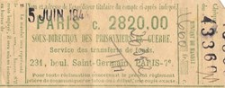 Paris Sous-Direction des Prisonniers de Guerre 1944