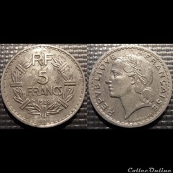 Ke 5 francs Lavrillier 1948 B 31mm 3.5g