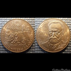 Ll 10 francs Victor Hugo écrivain 1985 26mm 10g