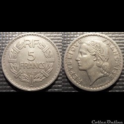 Ke 5 francs Lavrillier 1947 B 31mm 3.5g
