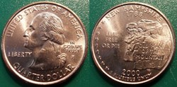 1/4 dollar 2000 P New Hampshire