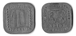 q- MN etr Germany Ludwigshafen am Rhein 10 Pfennig 1918