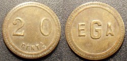 f- Jeton à consommer 20 Cents EGA