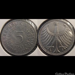 Germany 5 Mark 1951 F