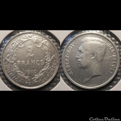 Belgique 2 Franc 1910 Des Belges