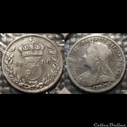 Grande Bretagne 3 Pence 1896